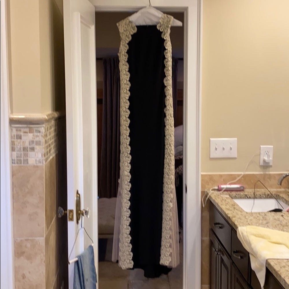 Black embroidered evening dress